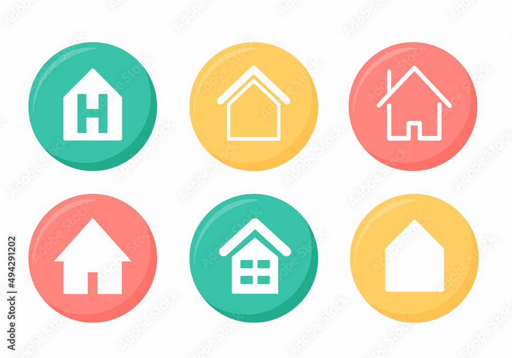 Home page. Collection of Home Button Icons. Set of signs for infographic, logo, app development and website design. Home page. Collection of Home Button Icons. Set of signs for infographic, logo, app development and website design.