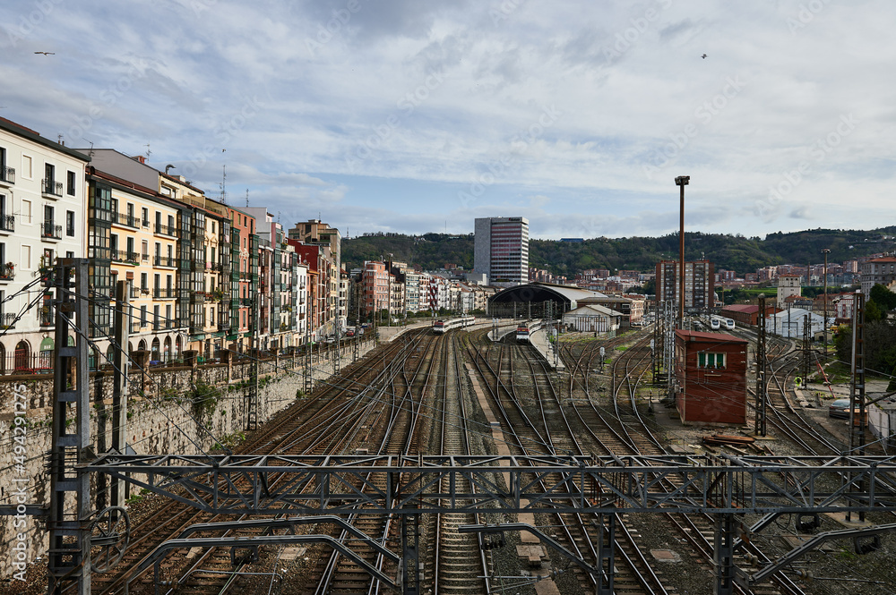Fototapeta premium General view of the Indalecio Prieto Station in Bilbao from San Francisco street
