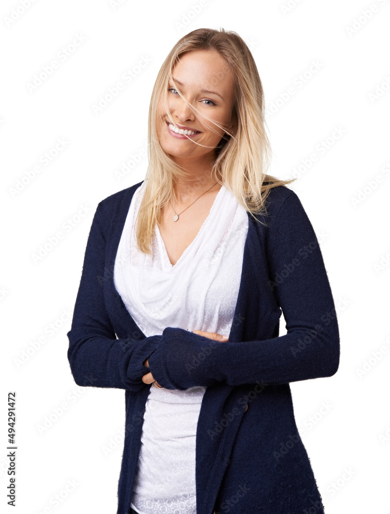 What a charming beauty. Happy young blonde woman holding her hands in front of her and smiling at the camera. What a charming beauty. Happy young blonde woman holding her hands in front of her and smiling at the camera.