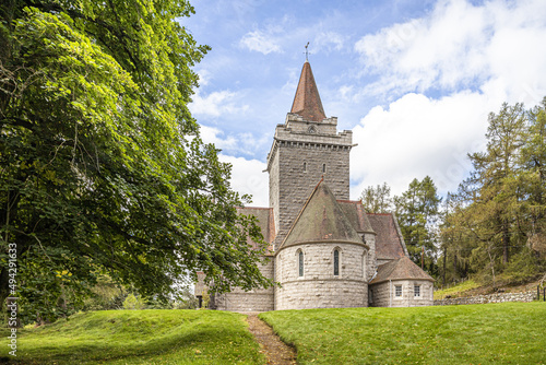 Crathie Kirk, a small Victorian Church of Scotland parish church near Balmoral Castle, Aberdeenshire, Scotland UK