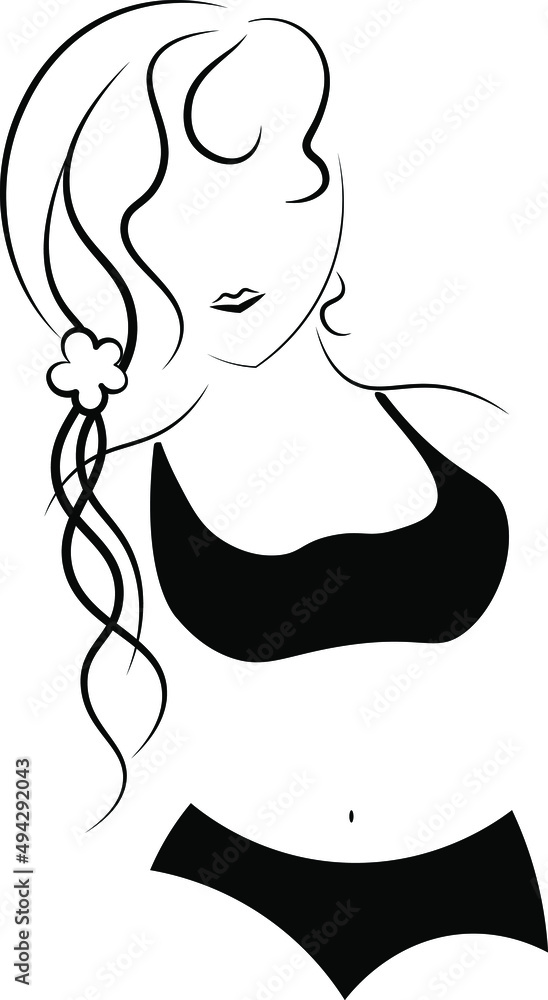 Woman in the swimwear stock image. Swimsuit vector outlines. Woman in the swimwear stock image. Swimsuit vector outlines.