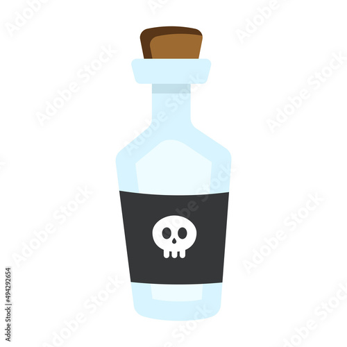 Pirate Rum Bottle or Poison Bottle Black Label with Skull
