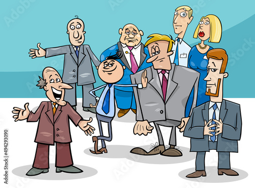 cartoon businessmen and managers characters group