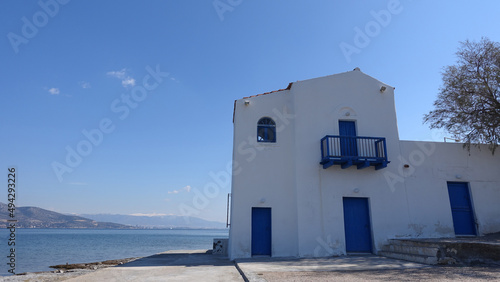 Greek poet Angelos Sikelianos and his summer house at island of Salamina, Saronic Gulf, Greece.