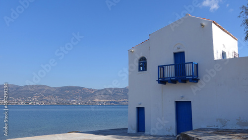 Greek poet Angelos Sikelianos and his summer house at island of Salamina, Saronic Gulf, Greece. photo