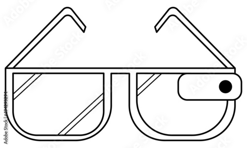 Hand drawn smart glasses.Device showing information that complements the visible