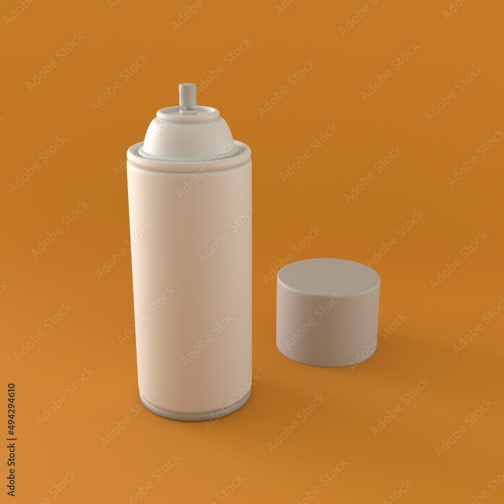 Monochrome Spray Paint Can on Orange Background, 3d Rendering Monochrome Spray Paint Can on Orange Background, 3d Rendering