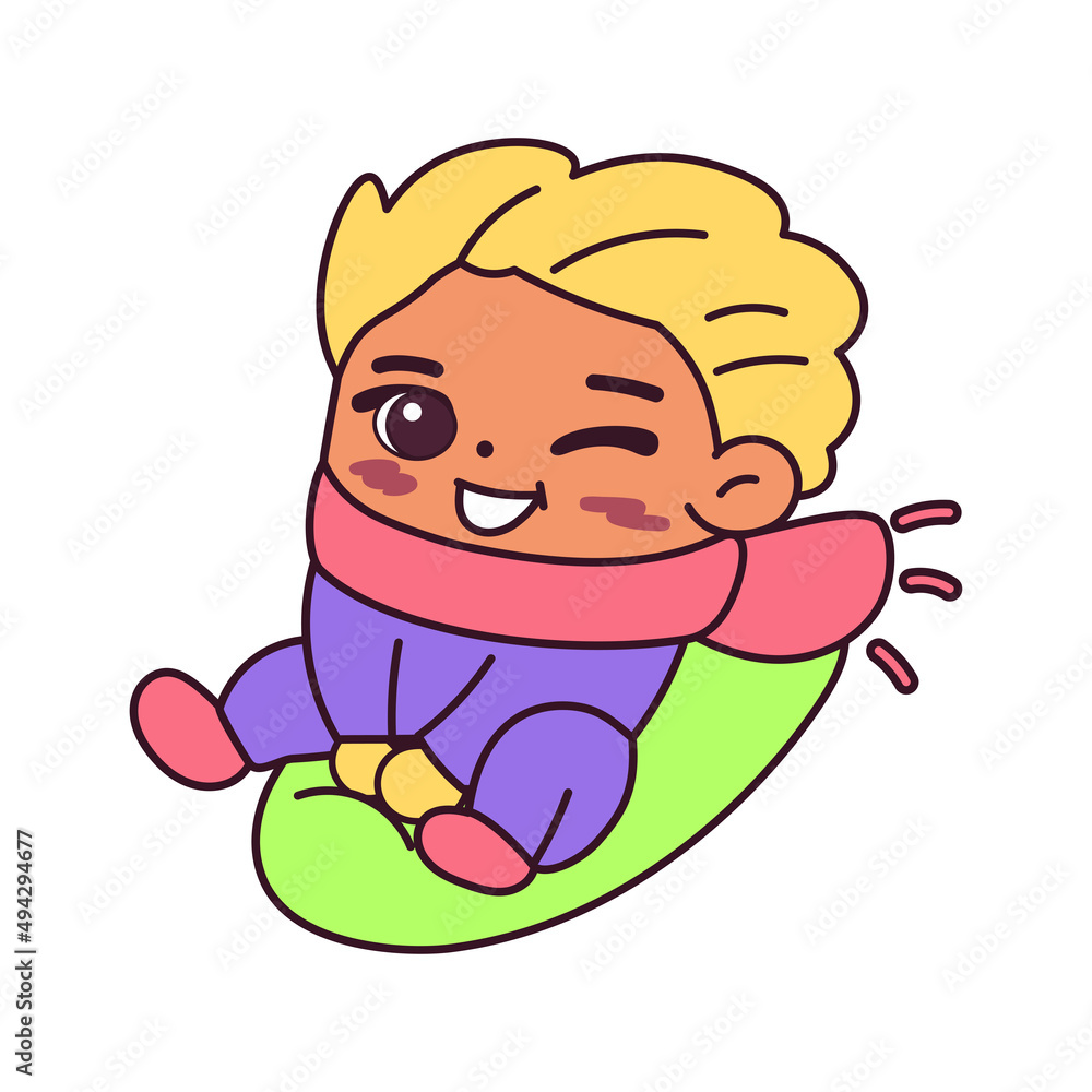 Isolated boy table snow winter kids play enjoy vector illustation Isolated boy table snow winter kids play enjoy vector illustation