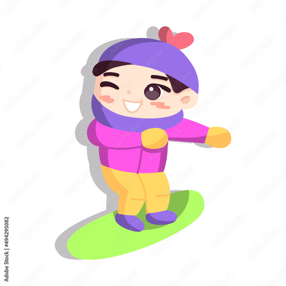 Isolated girl table snow winter kids play enjoy vector illustation Isolated girl table snow winter kids play enjoy vector illustation