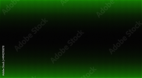 Led screen texture. Digital display. Lcd monitor with dots. Green television videowall. Electronic diode effect. TV pixel background. Projector grid template. Vector illustration.