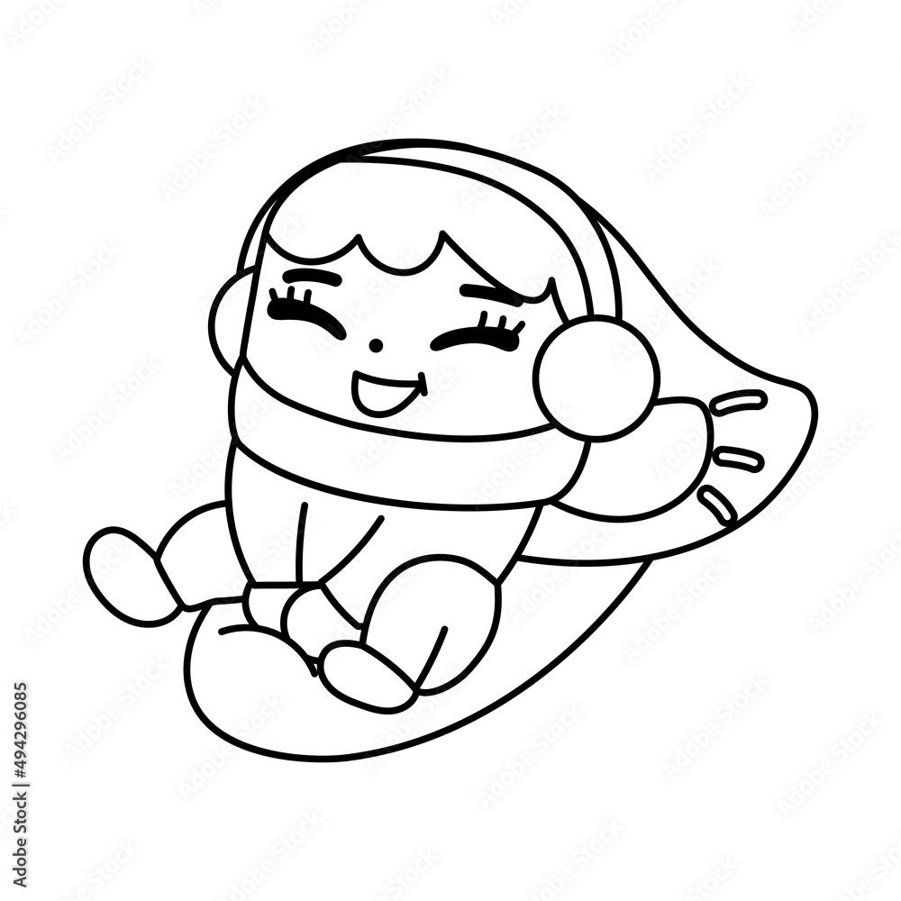 Isolated girl table snow draw winter kids play enjoy vector illustation Isolated girl table snow draw winter kids play enjoy vector illustation