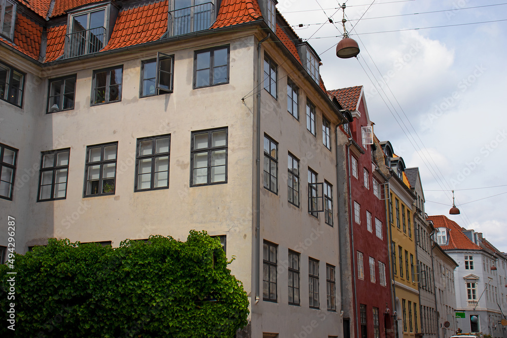 House facade in Copenhagen, Denmark. Real estate investment. Expensive housing in the center of the city.
