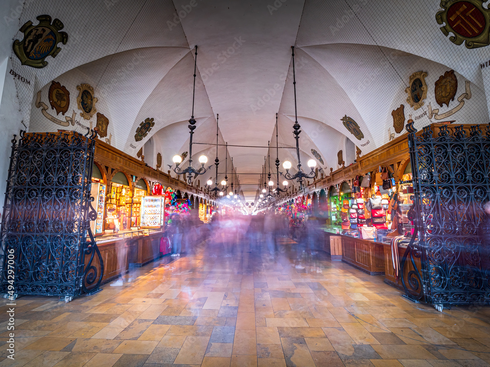 Krakow historical market halls as a key tourist magnet - obrazy, fototapety, plakaty 