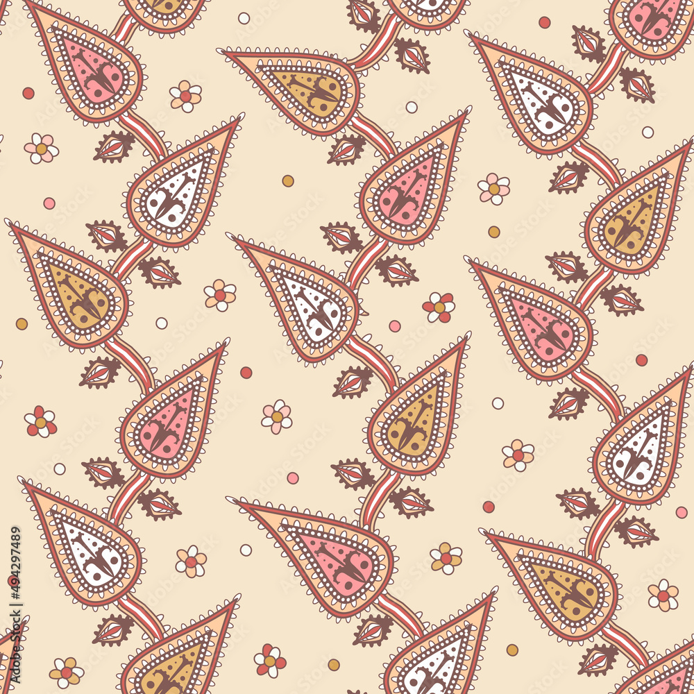 Mehndi pattern of Henna flower and leaves hand drawn tattoo elements. Floral paisley background in oriental, Indian, folk or ethnic style. Seamless print with buta or turkish cucumber Mehndi pattern of Henna flower and leaves hand drawn tattoo elements. Floral paisley background in oriental, Indian, folk or ethnic style. Seamless print with buta or turkish cucumber