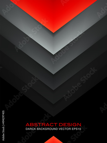 Abastract black background with red accent. Geometry dark pattern. Vector design backdrop