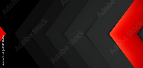 Abastract black background with red accent. Geometry dark pattern. Vector design backdrop