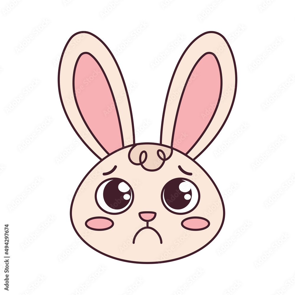Isolated sad rabbit cartoon avatar Vector illustration Isolated sad rabbit cartoon avatar Vector illustration