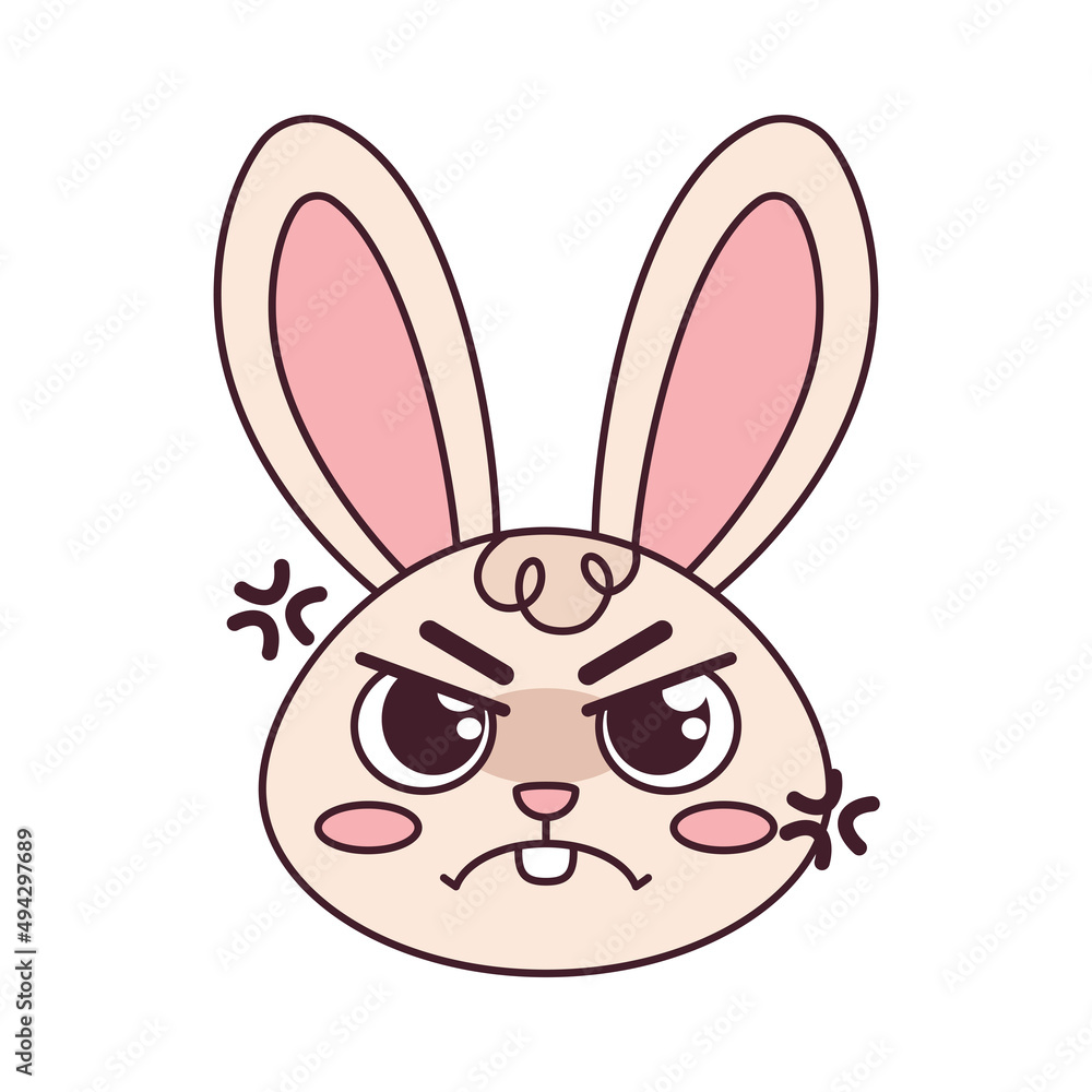 Isolated angry rabbit cartoon avatar Vector illustration Isolated angry rabbit cartoon avatar Vector illustration