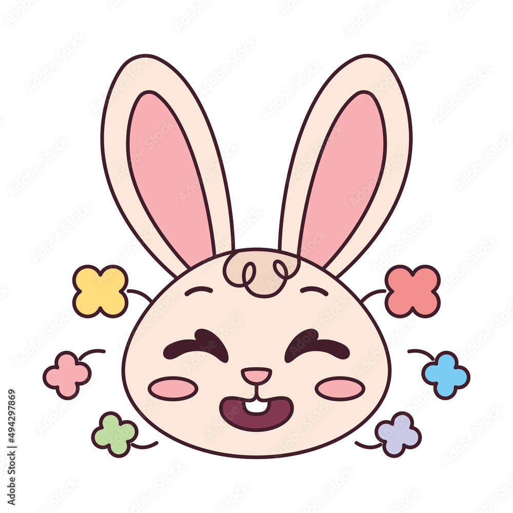 Isolated happy rabbit cartoon avatar Vector illustration Isolated happy rabbit cartoon avatar Vector illustration