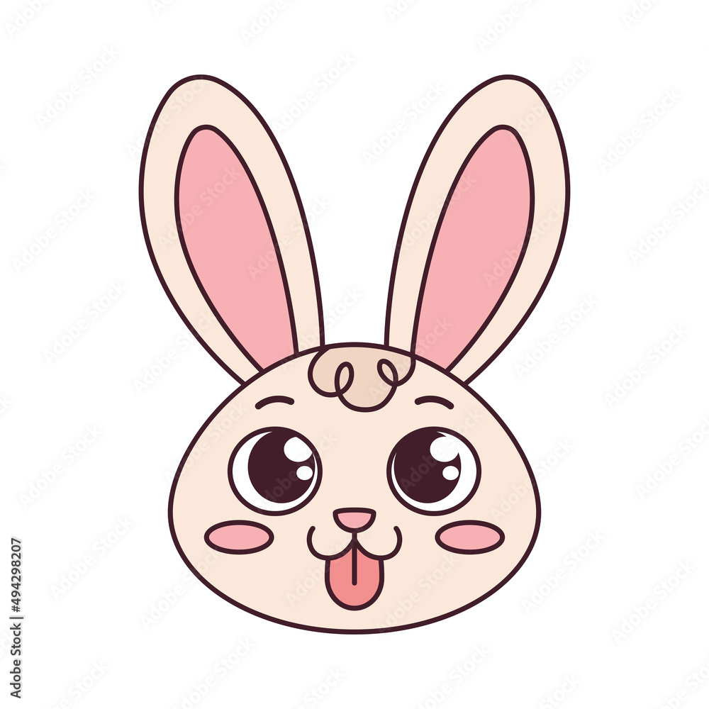 Isolated happy rabbit cartoon avatar Vector illustration Isolated happy rabbit cartoon avatar Vector illustration
