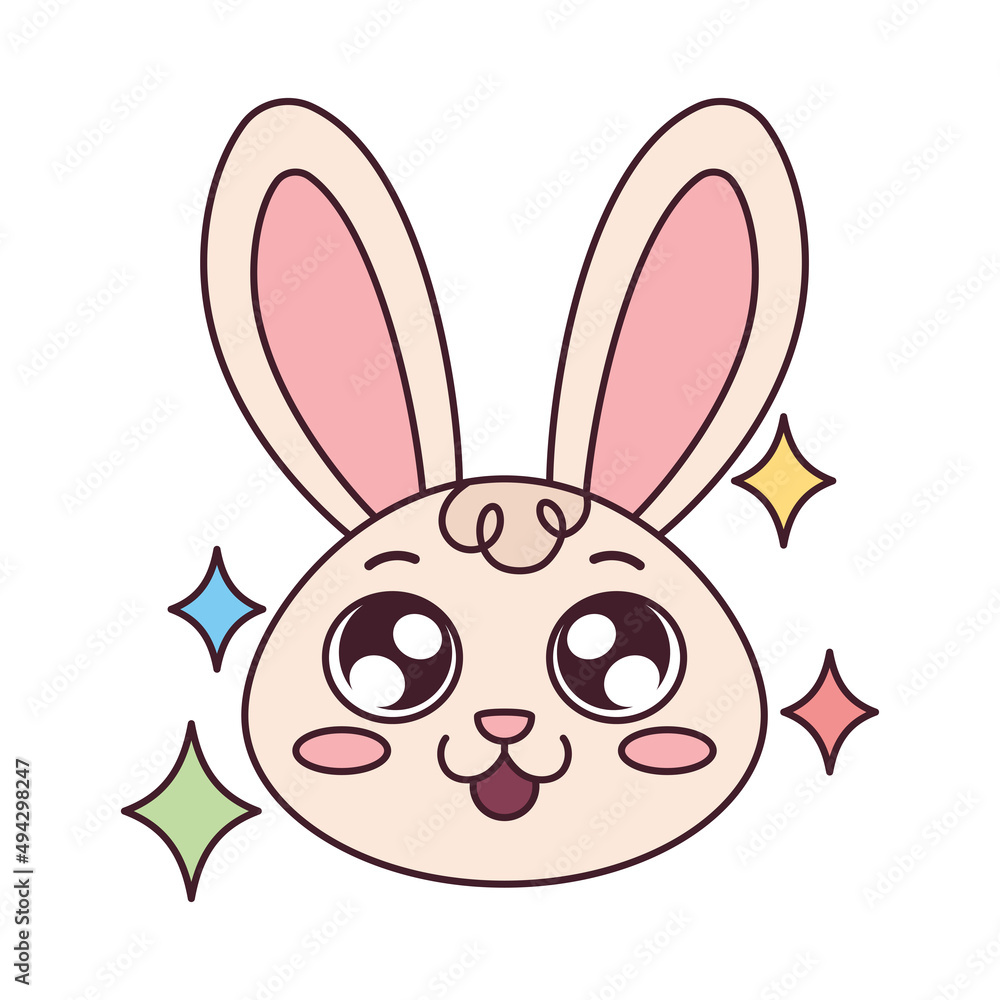 Isolated happy rabbit cartoon avatar Vector illustration Isolated happy rabbit cartoon avatar Vector illustration