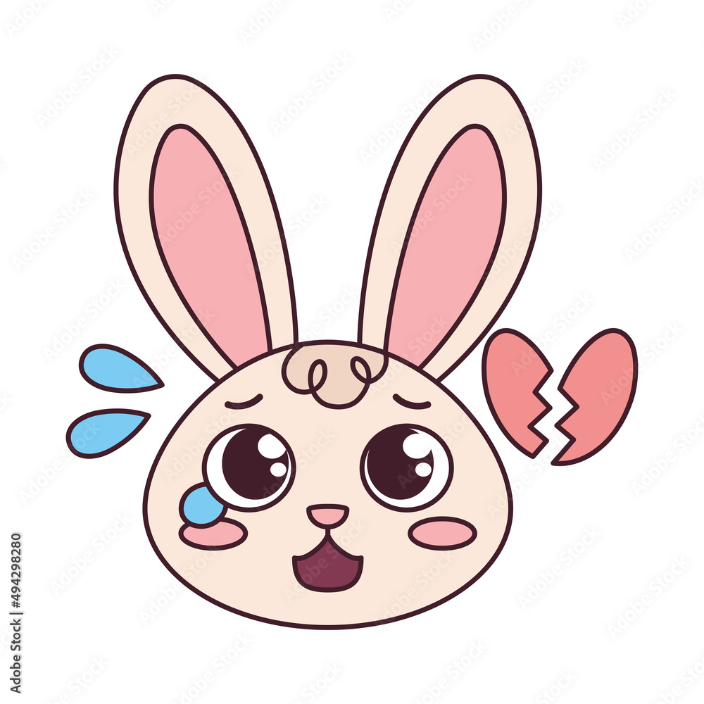 Isolated rabbit cartoon avatar with broken heart Vector illustration Isolated rabbit cartoon avatar with broken heart Vector illustration
