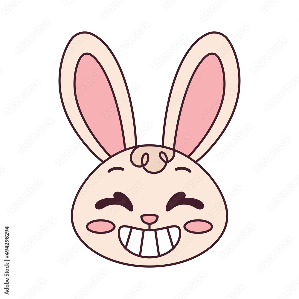 Fototapeta premium Isolated happy rabbit cartoon avatar Vector illustration