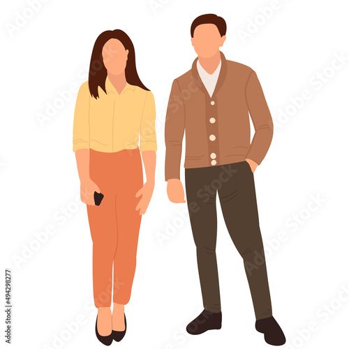 man and woman flat design, isolated