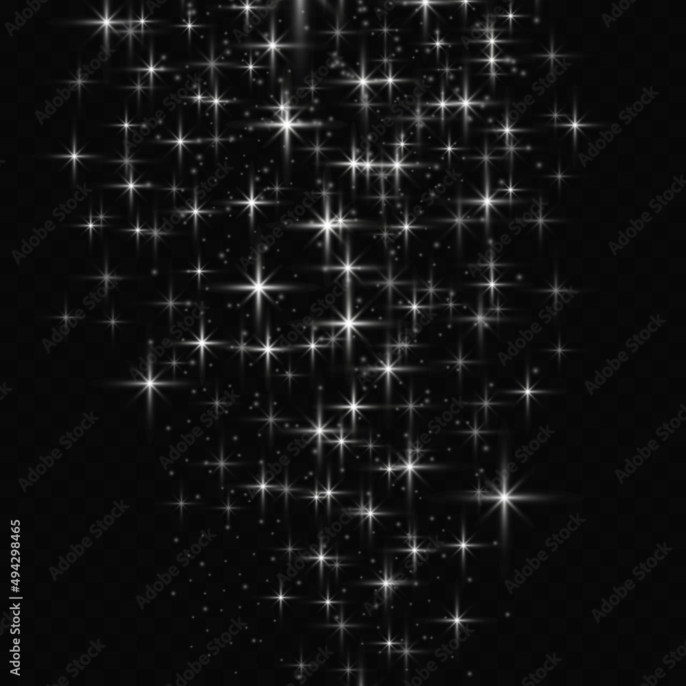Abstract lights star black and white background, abstract particle background with shallow depth of field, star motion background graphics, on transparent background