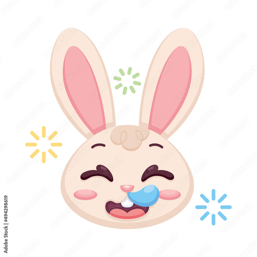 Fototapeta premium Isolated happy rabbit cartoon avatar Vector illustration
