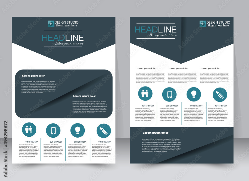 Flyer design template. Annual report cover. Brochure background. For magazine front page, business, education, presentation. Vector illustration a4 size. Blue color. Flyer design template. Annual report cover. Brochure background. For magazine front page, business, education, presentation. Vector illustration a4 size. Blue color.