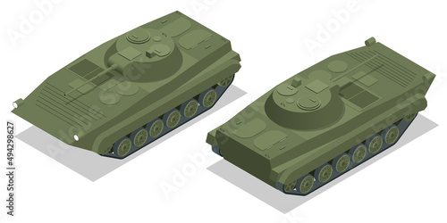 Isometric Infantry fighting vehicle. BMP, class of armored combat vehicles, the main purpose of which is fire support and transportation of personnel