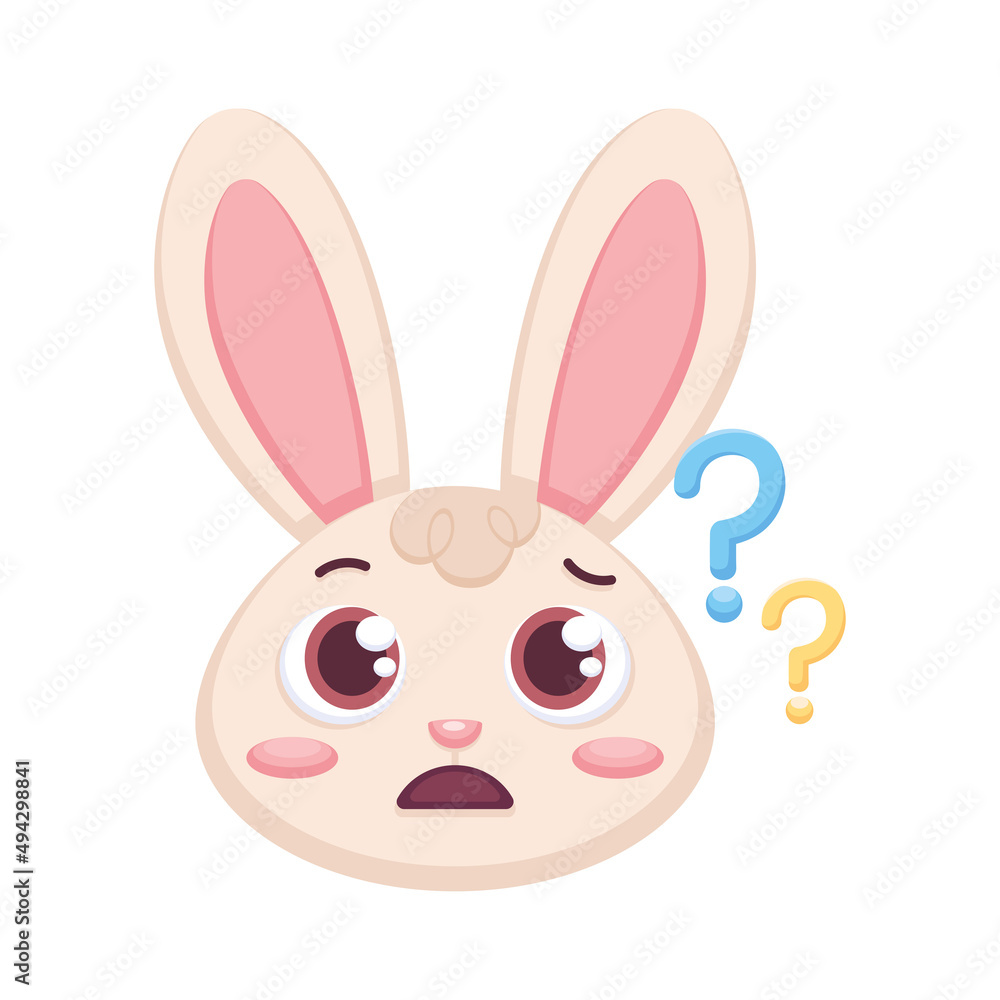 Isolated doubt rabbit cartoon avatar Vector illustration Isolated doubt rabbit cartoon avatar Vector illustration
