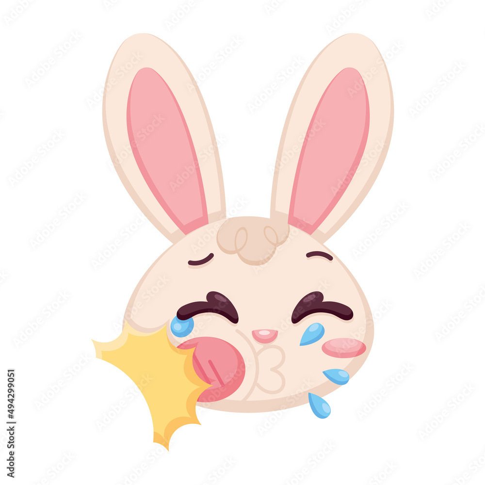 Fototapeta premium Isolated in shock rabbit cartoon avatar Vector illustration