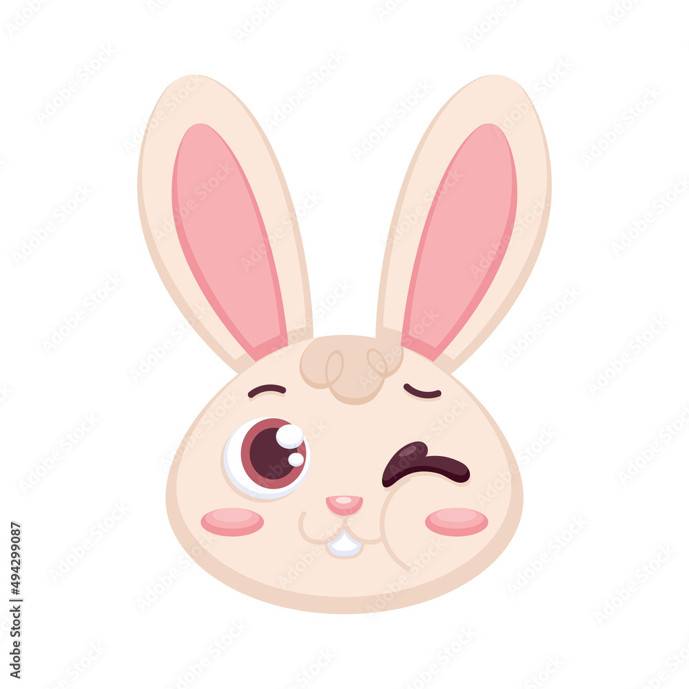 Isolated happy rabbit cartoon avatar Vector illustration Isolated happy rabbit cartoon avatar Vector illustration