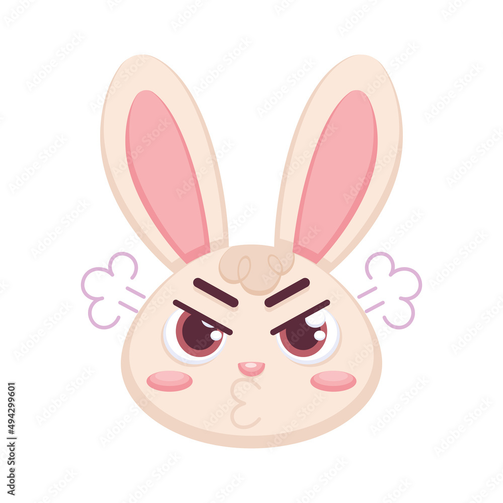 Fototapeta premium Isolated angry rabbit cartoon avatar Vector illustration