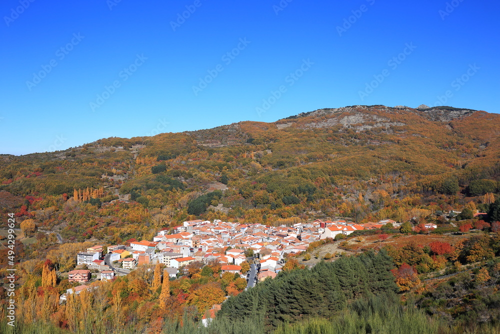Rural landscape of the town of Gargantilla between forests