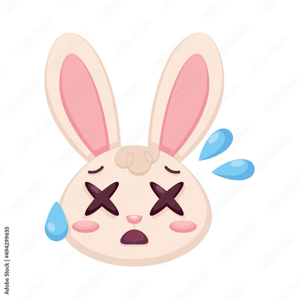 Isolated dead rabbit cartoon avatar Vector illustration Stock Vector