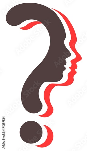 Question mark symbol silhouette of a girl