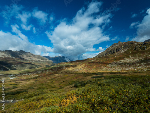 Mountain peak. Mountain landscape. Summer in the mountains.  Mountain valley.  Mountain clouds © Hennadii