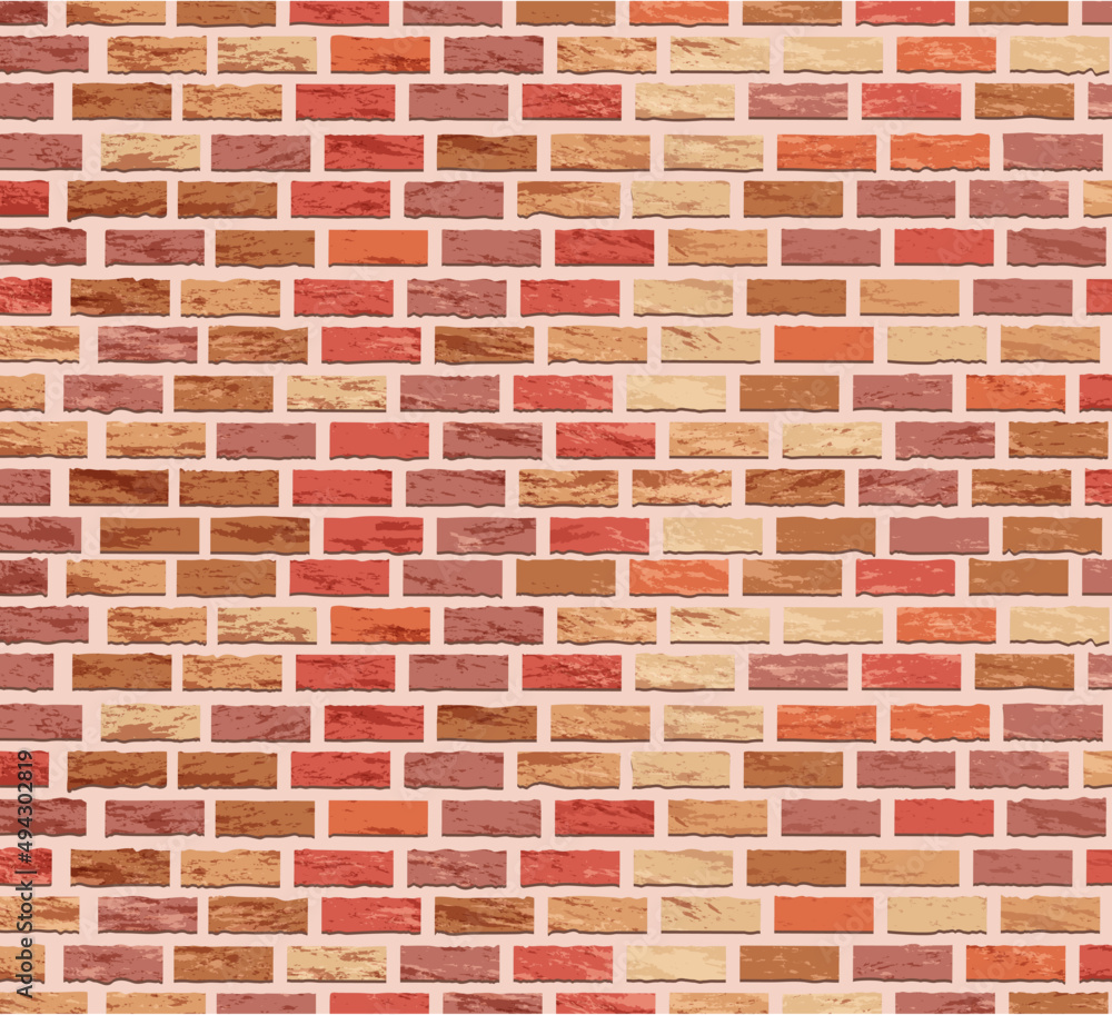 Fototapeta premium Brick wall in beige color. Concrete. Old shabby background. Vector stock illustration. Cartoon