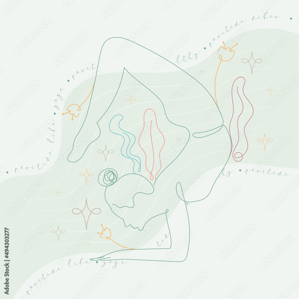 Isolated abstract girl outline stretching with a yoga position Vector