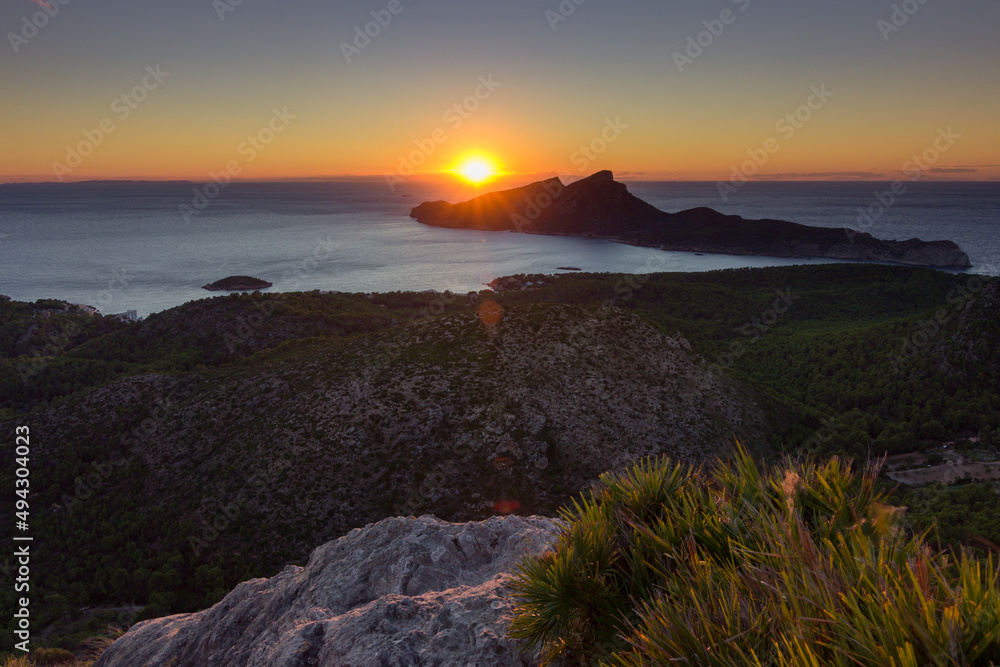 Sunset from Farineta mountain in Mallorca island (Spain)