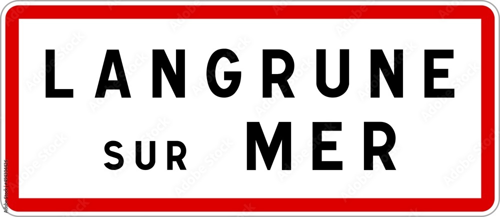 Panneau entrée ville agglomération Langrune-sur-Mer / Town entrance sign Langrune-sur-Mer