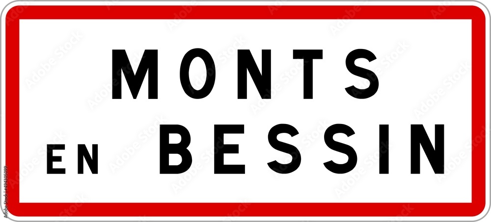 Panneau entrée ville agglomération Monts-en-Bessin / Town entrance sign Monts-en-Bessin