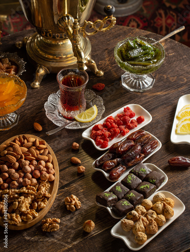 Azerbaijani cuisine samovar tea and delicious 
