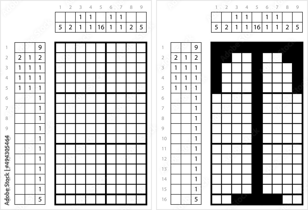 Fototapeta premium Alphabet T Nonogram Pixel Art M_2203001