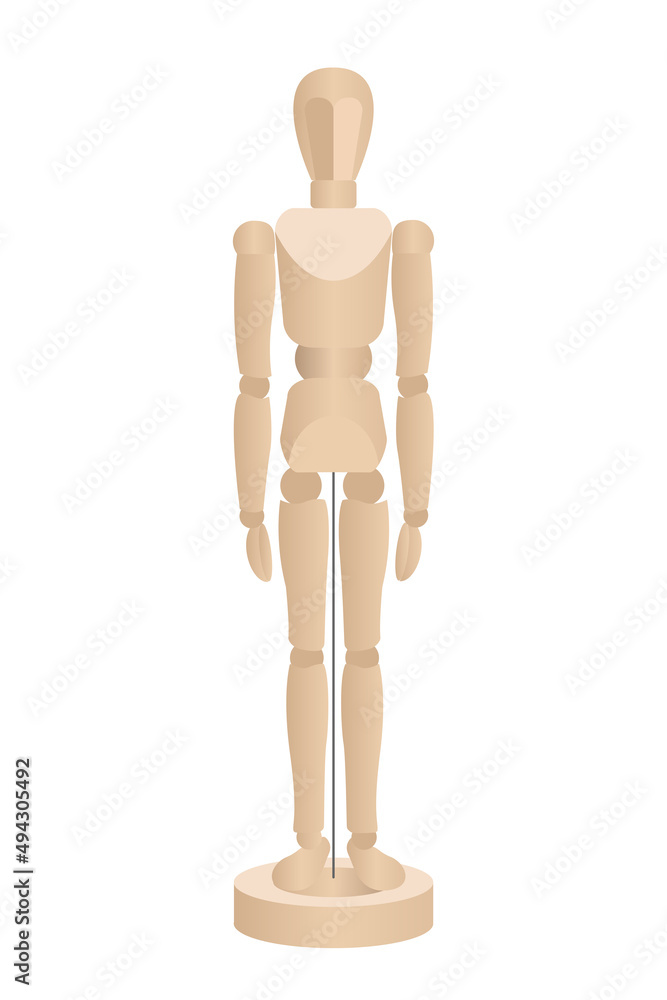 Lay Figure Wooden Mannequin isolated on white background. Basic Position. Vector illustration Lay Figure Wooden Mannequin isolated on white background. Basic Position. Vector illustration