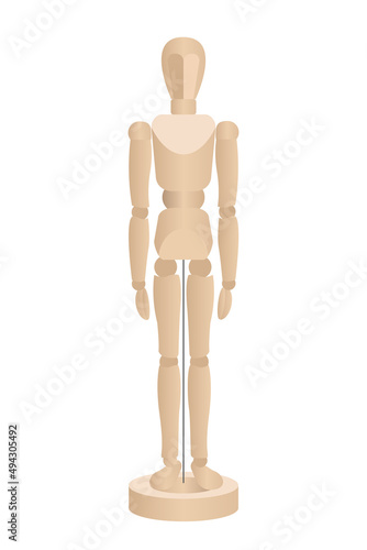 Lay Figure Wooden Mannequin isolated on white background. Basic Position. Vector illustration
