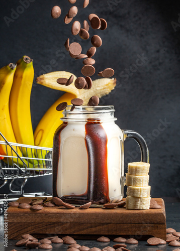 chocolate banana milk shake and banana